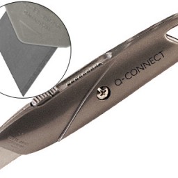 Cúter Q-Connect metálico cuchilla ancha gris